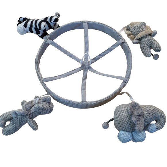 Pottery Barn Kid Lion Giraffe Elephant Knitted Hanging Mobile Toys Nursery Decor - Picture 5 of 5